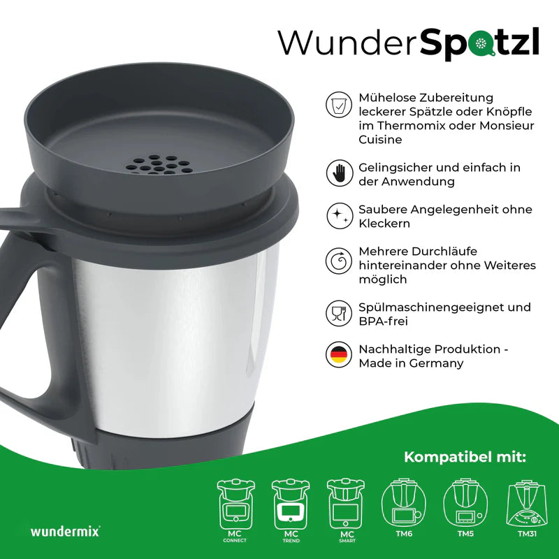 WunderSpatzl® Spätzlereibe für Thermomix und Monsieur Cuisine