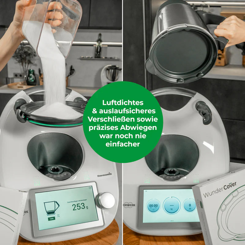 WunderCover® Frischhaltedeckel mit Wiegefunktion für den Thermomix TM6 und TM5 sowie Monsieur Cuisine Smart, Connect, Trend