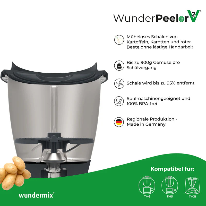 WunderPeeler®  V2 Kartoffelschäler-Aufsatz für Thermomix TM6, TM5, TM31