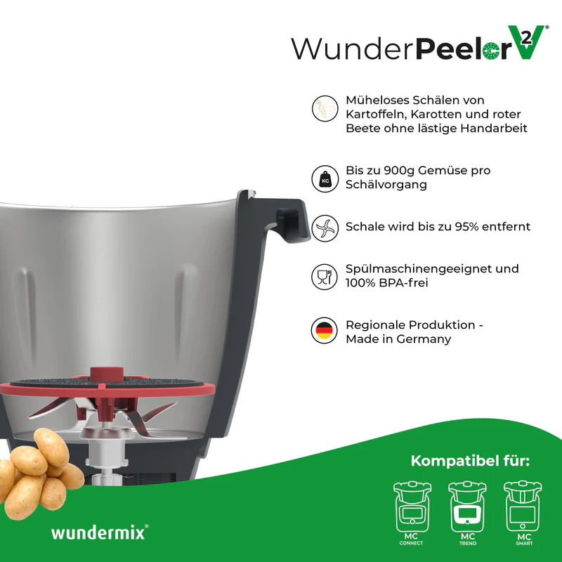 WunderPeeler®  V2 Kartoffelschäler-Aufsatz für Monsieur Cuisine Smart, Trend, Connect