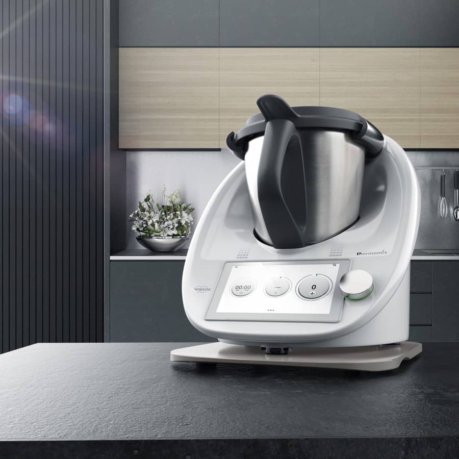 KitchenSlider® M V2 plus alpine white Gleitbrett für den Thermomix TM6, TM5