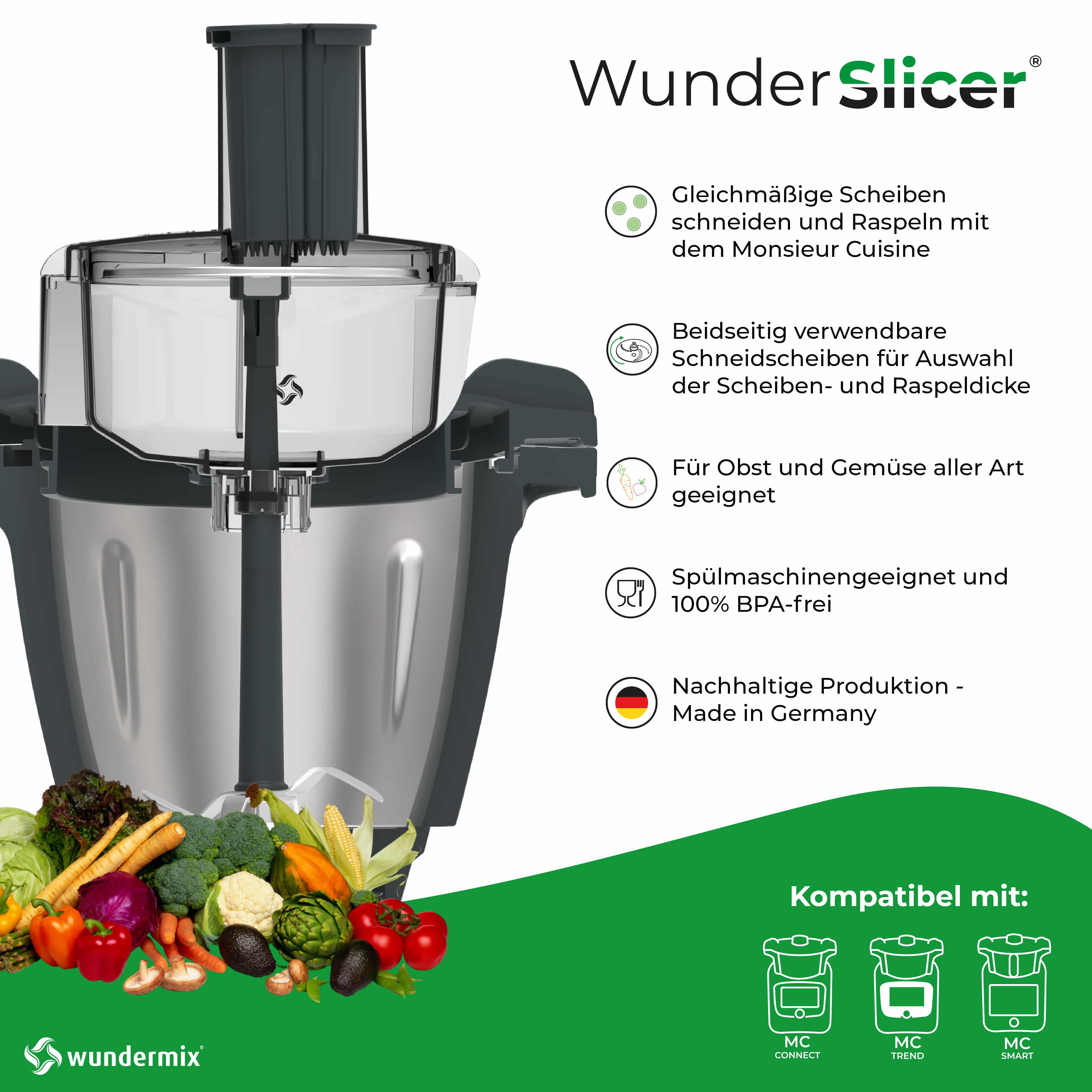 WunderSlicer® Gemüseschneider für Monsieur Cuisine Trend, Connect, Smart